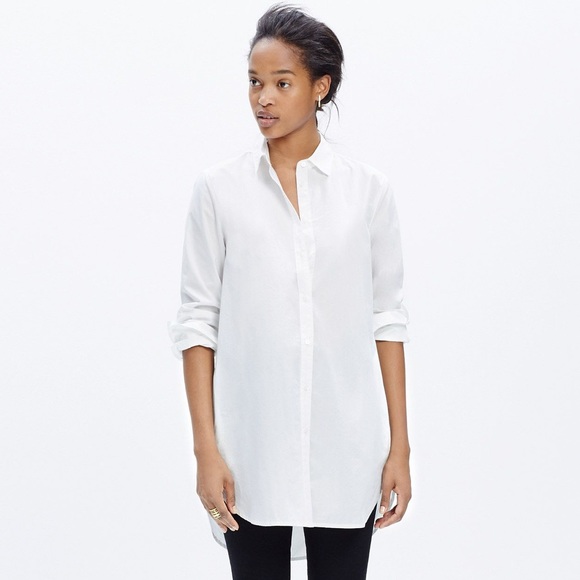 Madewell White Button Down Tunic Shirt 